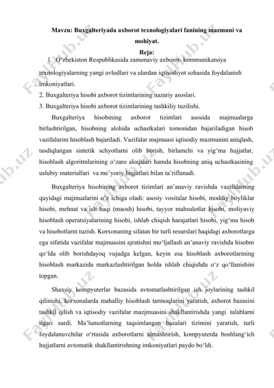 buxgalteriyada axborot texnologiyalari fanining mazmuni va mohiyati — DOCX