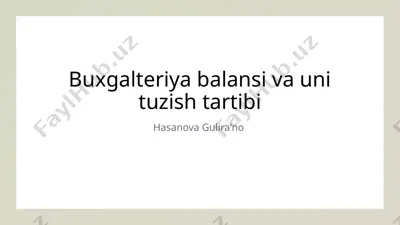 buxgalteriya balansi va uni tuzish tartibi — PPTX