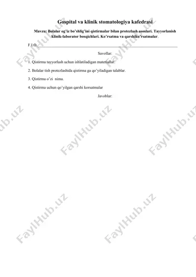 gospital va klinik stomatologiya kafedrasi — DOCX