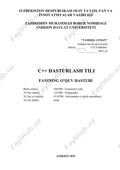c++ dasturlash tili — DOC