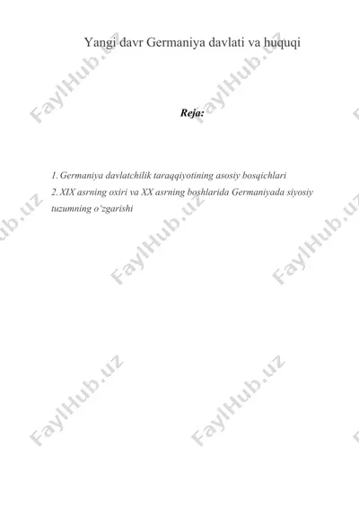 yangi davr germaniya davlati va huquqi — DOC