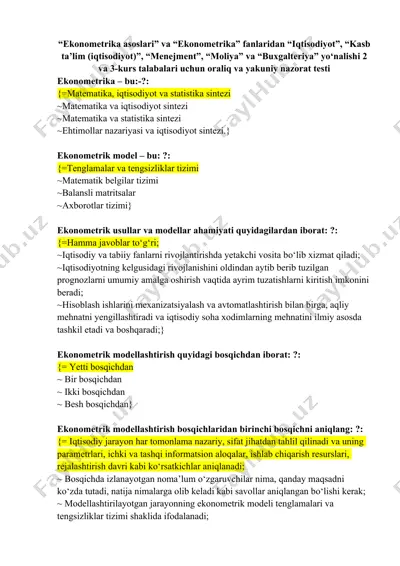 ekonometrika asoslari — DOCX
