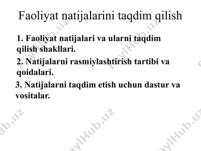 faoliyat natijalarini taqdim qilish — PPTX