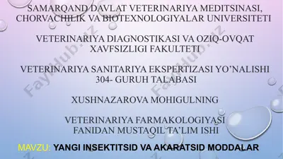 insektitsidlar va akaratsidlar — PPTX