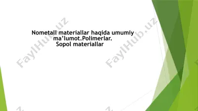 nometall materiallar haqida umumiy ma’lumot.polimerlar.sopol materiallar. — PPTX