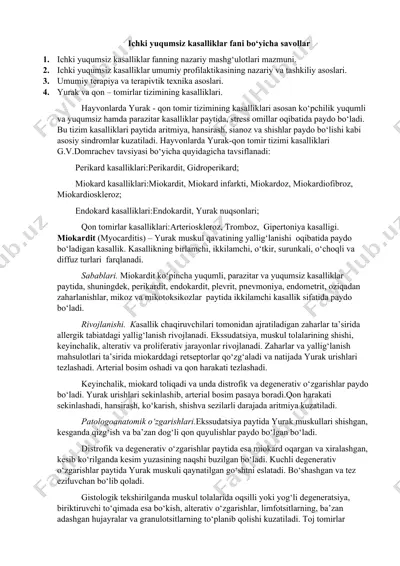 hayvonlarda yurak-qon tomir tizimi kasalliklari — DOCX