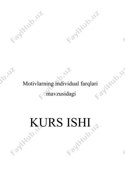 motivlarning individual farqlari — DOCX