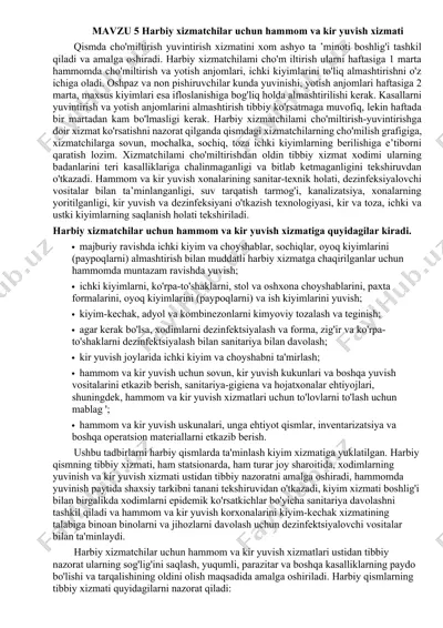 "harbiy xizmatchilar uchun hammom va kir yuvish xizmati" — DOCX