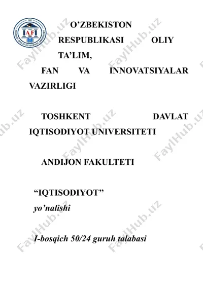"milliy iqtisodiyotning muvozanatli va mutanosibli rivojlanishi" — DOCX