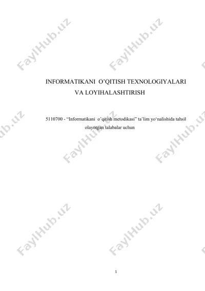 informatikani o’qitish texnologiyalari va loyihalashtirish — DOC