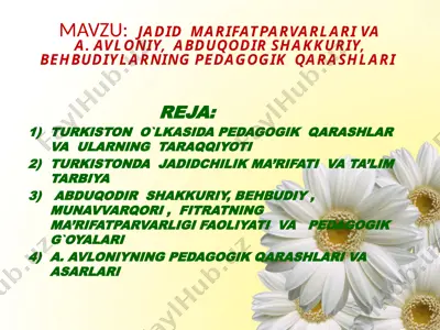 mavzu: jadid marifatparvarlari vaa. avloniy, abduqodir shakkuriy, behbudiylarning pedagogik qarashlari — PPTX