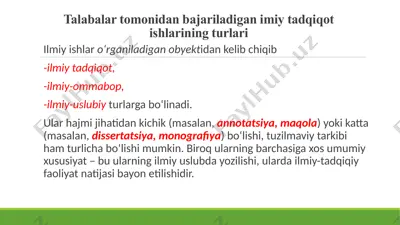 tadqiqotlarining turli — PPTX