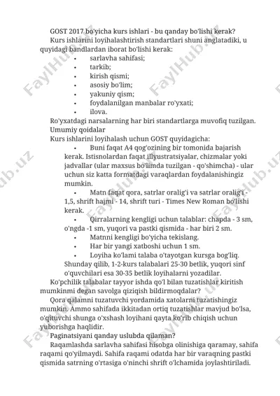 kurs ishlari loyihalashtirish bo'yicha gost 2017 — DOCX