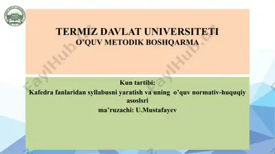 termiz davlat universiteti o’quv metodik boshqarma — PPTX