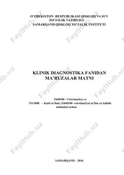 klinik diagnostika fanidan ma’ruzalar — DOC