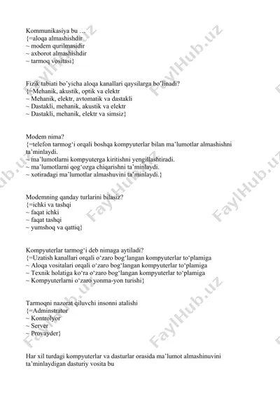 kommunikasiya vositalari — DOCX