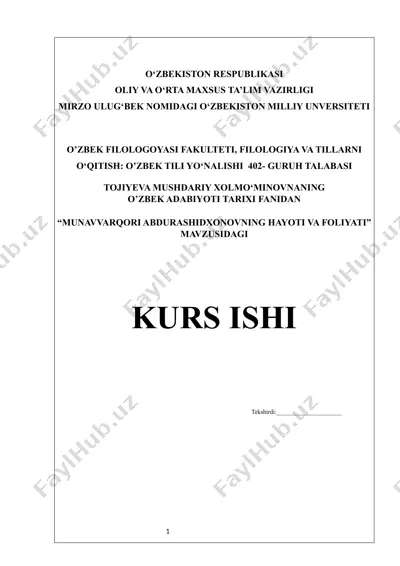 "munavvarqori abdurashidxonovning hayoti va foliyati" — DOCX