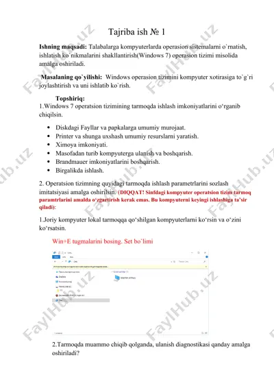 windows 7 operatsion tizimi — DOCX
