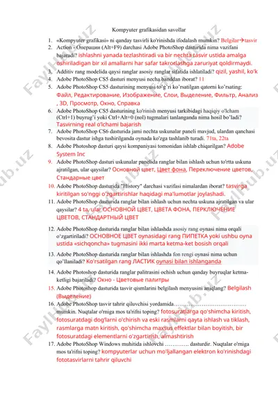kompyuter grafikasidan savollar — DOCX