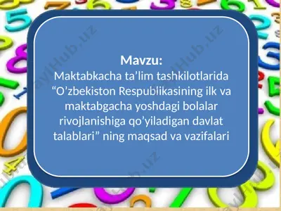 bolalarni maktabga tayyorlashda matematik tasavvurlarni shakllantirish — PPTX