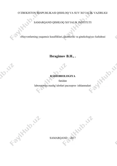 radiobiologiya laboratoriya mashg’ulotlari распорти- ishlanmalari — DOCX