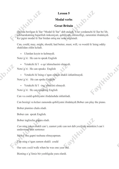 modal fe'llar — DOCX