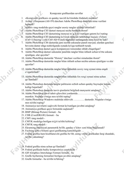 kompyuter grafikasidan savollar — DOCX