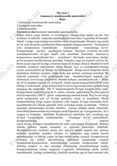 zamonaviy mashinasozlik materiallari — DOCX