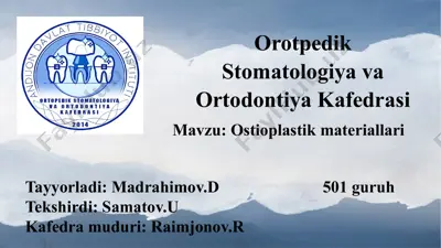 ortopedik stomatologiy va ortodontiyva kafedrasi — PPTX