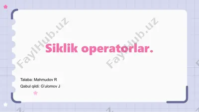 siklik operatorlar — PPTX