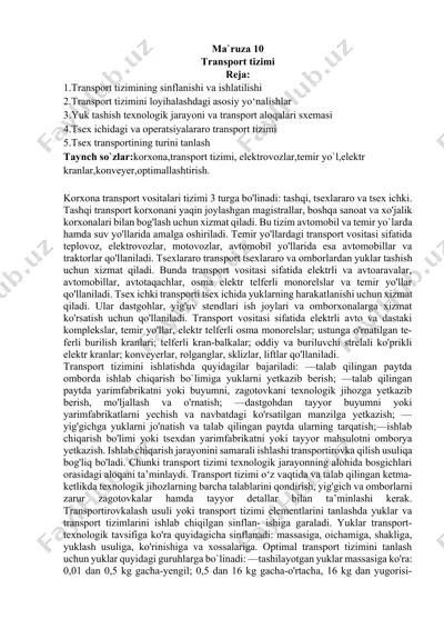 transport tizimi — DOCX