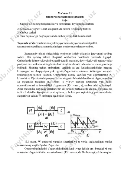 omborxona tizimini loyihalash — DOCX