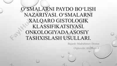 o‘smalarni paydo bo‘lish nazariyasi — PPTX