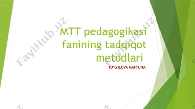 mtt pedagogikasi fanining tadqiqot metodlari — PPTX