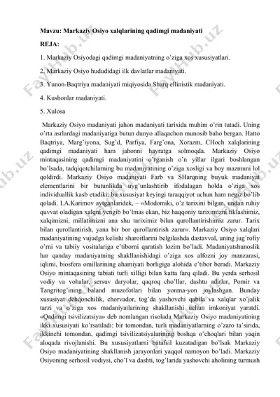 markaziy osiyo xalqlarining qadimgi madaniyati — DOCX