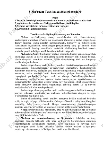 texnika xavfsizligi haqida umumiy ma'lumotlar — DOCX