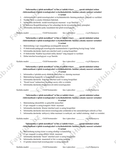 informatika o`qitish metodikasi — DOCX