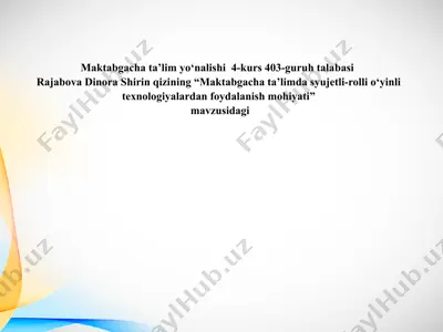 maktabgacha ta'limda sujetli-rolli o'yinlar — PPTX
