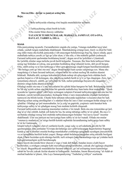 farzand tarbiyasi oilada — DOCX