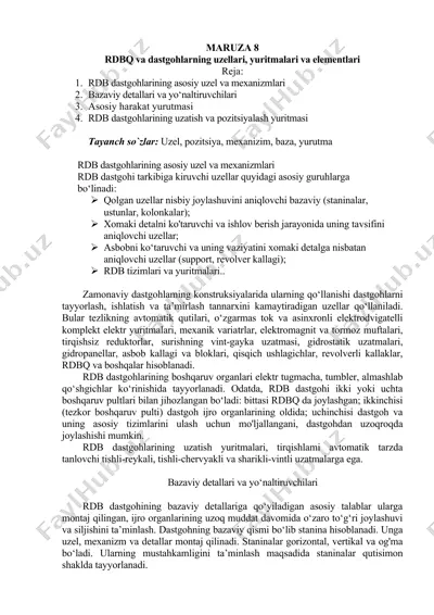 rdbq va dastgohlarning uzellari, yuritmalari va elementlari — DOCX