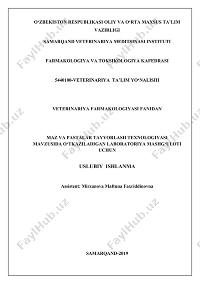 maz va pastalar tayyorlash texnologiyasi uslubi — DOCX