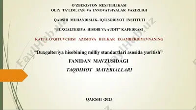 "buxgalteriya hisobining milliy standartlari asosida yuritish" — PPT