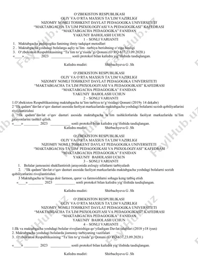 maktabgacha pedagogika fanining ilmiy tadqiqot metodlari — DOCX