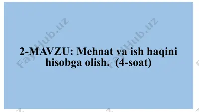 mehmat va ish haqini hisobga olish — PPTX