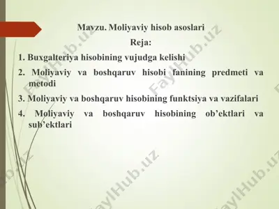 moliyaviy hisob va hisobot — PPT