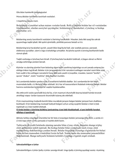 oila bilan hamkorlik texnologiyalari — DOCX