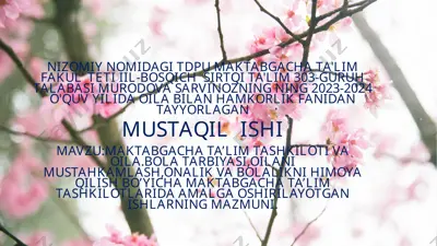 maktabgacha ta'lim tashkilotlarida amalga oshiriladigan ishlar mazmuni — PPT