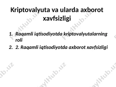 kriptovalyuta va ularda axborot xavfsizligi — PPTX
