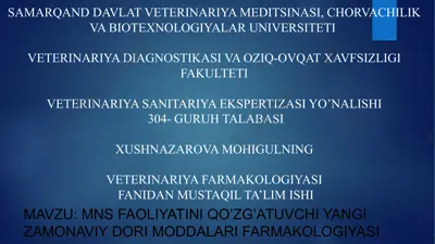 veterinariya farmakologiyasi — PPTX