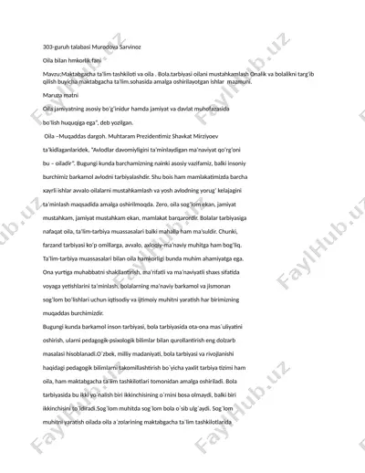 oilaviy tarbiya — DOCX